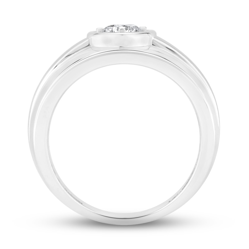 Main Image 3 of Men's Diamond Wedding Band 1/2 ct tw Round-cut 10K White Gold