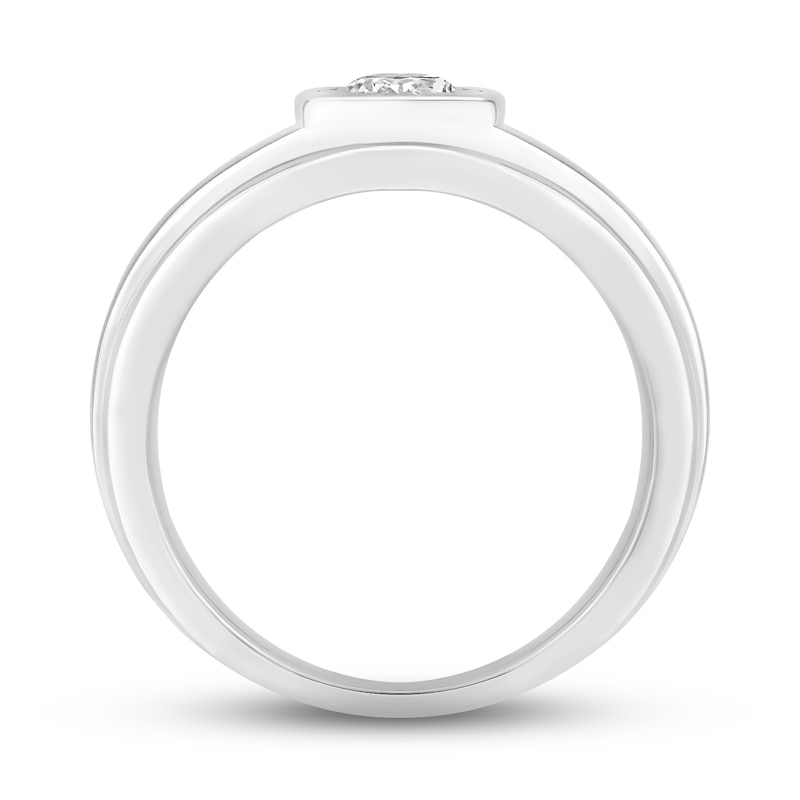 Main Image 3 of Men's Diamond Wedding Band 1/2 ct tw Round-cut 10K White Gold