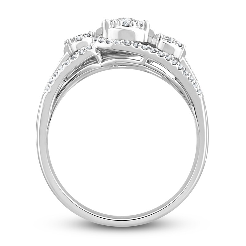 Three-Stone Diamond Ring 1/2 ct tw Round-cut 10K White Gold