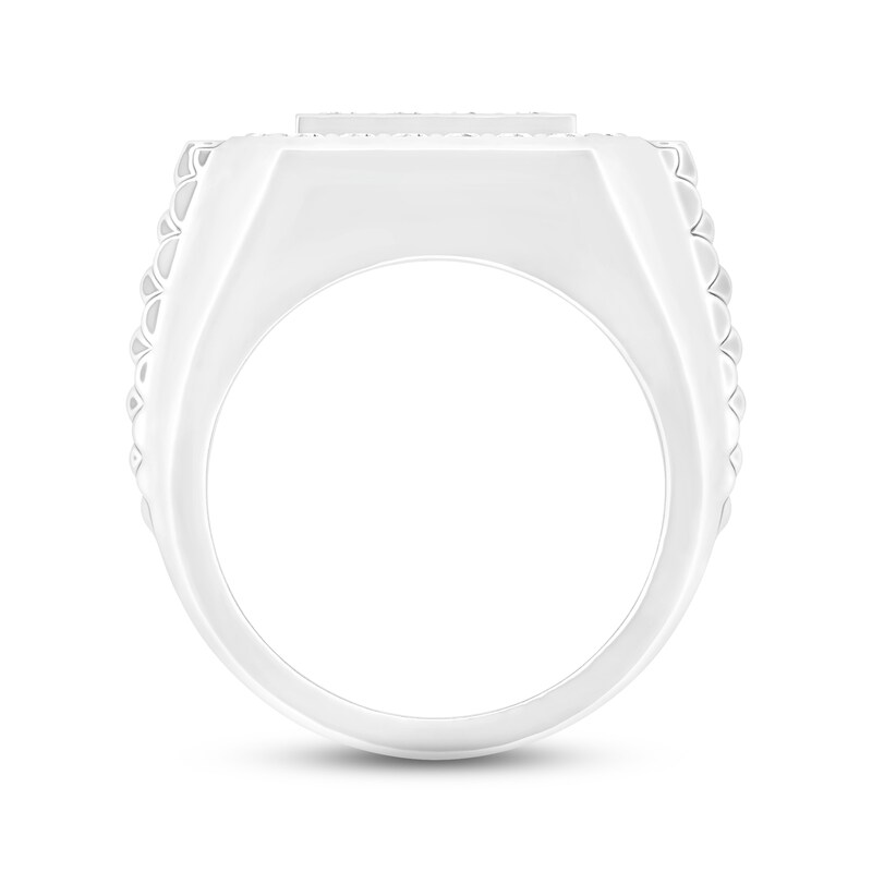 Men's Diamond Square Ring 2 ct tw Round-cut 10K White Gold