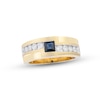 Men's Sapphire & Diamond Wedding Band 5/8 ct tw Round-cut 10K Yellow Gold