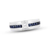 Thumbnail Image 0 of Men's Diamond & Sapphire Wedding Band 1/5 ct tw Square-cut 10K White Gold