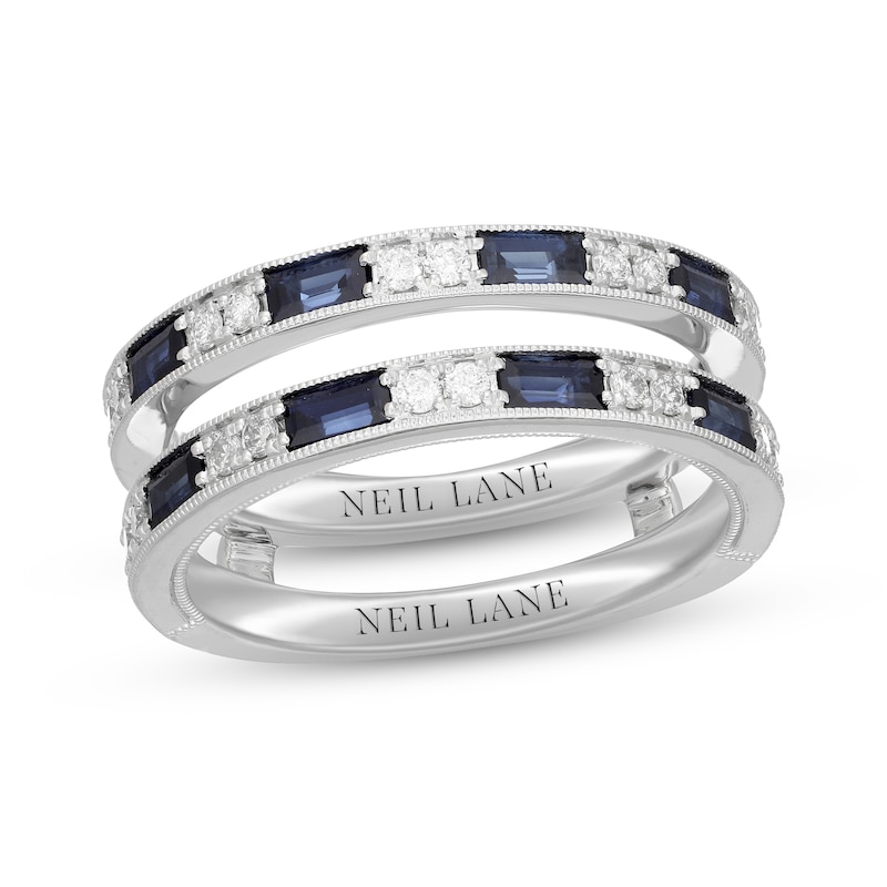 Main Image 1 of Neil Lane Diamond & Blue Sapphire Enhancer Ring 1/4 ct tw Round-cut 14K White Gold