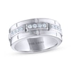 Thumbnail Image 0 of Men's THE LEO Diamond Wedding Band 1/2 ct tw Round-cut 14K White Gold