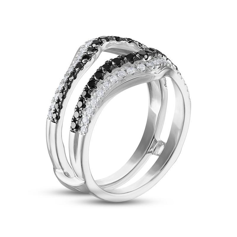 Black & White Diamond Enhancer Ring 3/4 ct tw Round-cut 14K White Gold