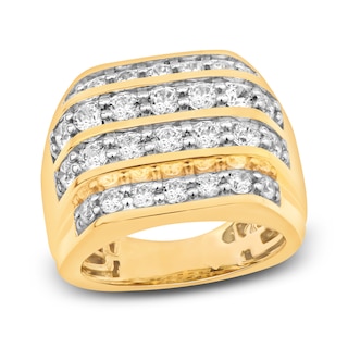 Men's Diamond Four-Row Ring 3 ct tw Round-cut 10K Yellow Gold