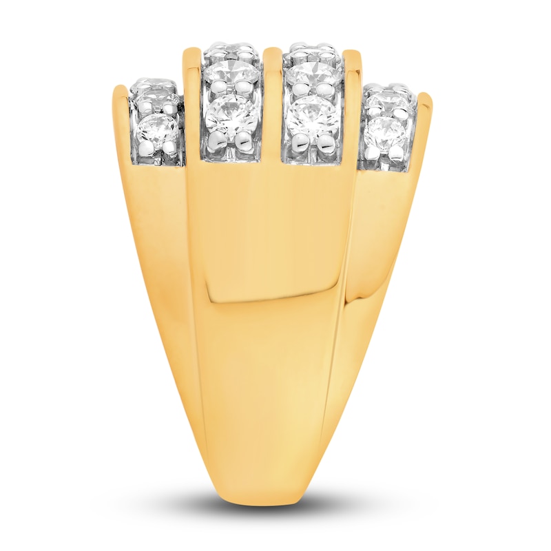 Main Image 2 of Men's Diamond Four-Row Ring 3 ct tw Round-cut 10K Yellow Gold
