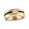 Thumbnail Image 0 of Men's White & Black Diamond Wedding Band 1/3 ct tw Square & Round-cut 10K Yellow Gold