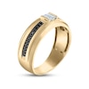 Thumbnail Image 1 of Men's White & Black Diamond Wedding Band 1/3 ct tw Square & Round-cut 10K Yellow Gold