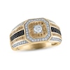 Thumbnail Image 0 of Men's Black, Brown & White Diamond Octagon Ring 7/8 ct tw Round-cut 10K Yellow Gold