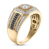 Thumbnail Image 1 of Men's Black, Brown & White Diamond Octagon Ring 7/8 ct tw Round-cut 10K Yellow Gold