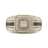 Thumbnail Image 2 of Men's Black, Brown & White Diamond Octagon Ring 7/8 ct tw Round-cut 10K Yellow Gold