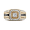 Thumbnail Image 3 of Men's Black, Brown & White Diamond Octagon Ring 7/8 ct tw Round-cut 10K Yellow Gold