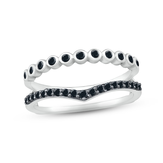 Adore Black Diamond Enhancer Ring 1/4 ct tw Round-cut 10K White Gold