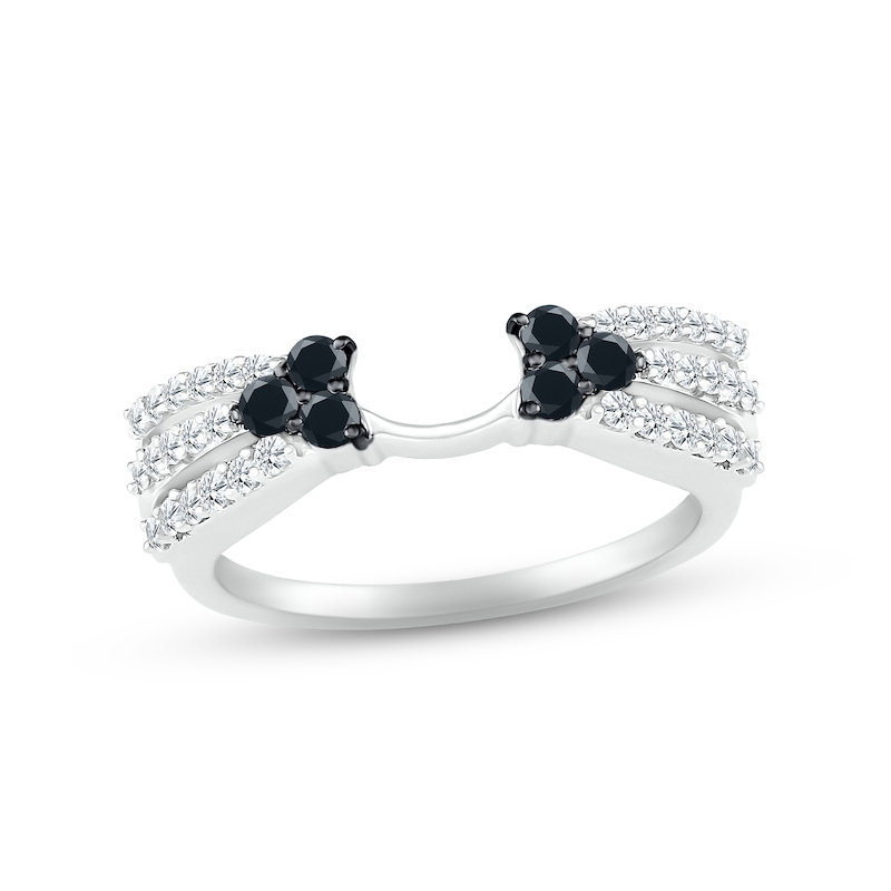 Main Image 1 of Black & White Diamond Enhancer Ring 1/2 ct tw Round-cut 10K White Gold