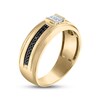 Thumbnail Image 1 of Men's White & Black Diamond Wedding Band 1/3 ct tw Square & Round-cut 10K Yellow Gold