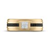 Thumbnail Image 2 of Men's White & Black Diamond Wedding Band 1/3 ct tw Square & Round-cut 10K Yellow Gold