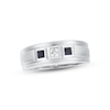 Thumbnail Image 1 of Now + Forever Men's Diamond & Blue Sapphire Wedding Band 1/10 ct tw Square-cut 10K White Gold
