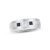 Thumbnail Image 0 of Men's Diamond & Blue Sapphire Wedding Band 1/10 ct tw Square-cut 10K White Gold