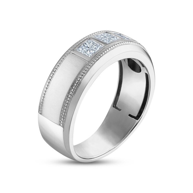 Men's Diamond Wedding Band 1/2 ct tw Square-cut 10K White Gold