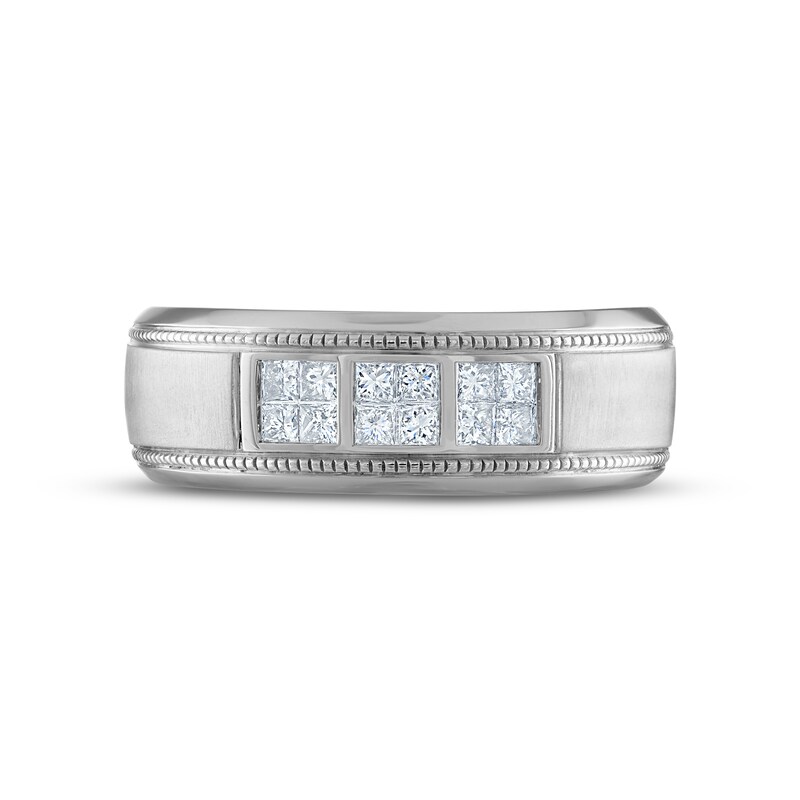 Men's Diamond Wedding Band 1/2 ct tw Square-cut 10K White Gold