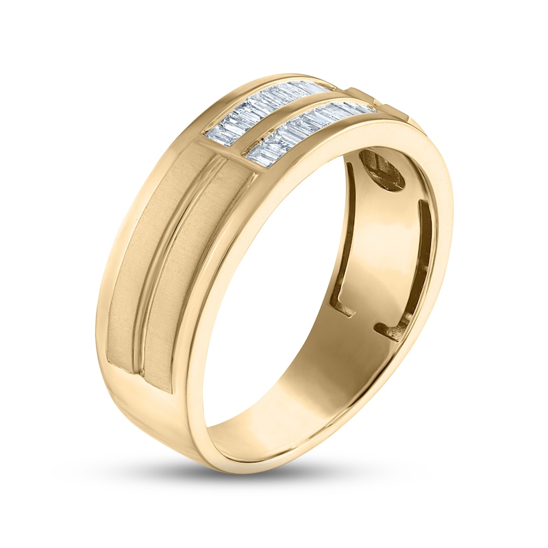 Main Image 2 of Men's Diamond Wedding Band 1/3 ct tw Baguette-cut 10K Yellow Gold