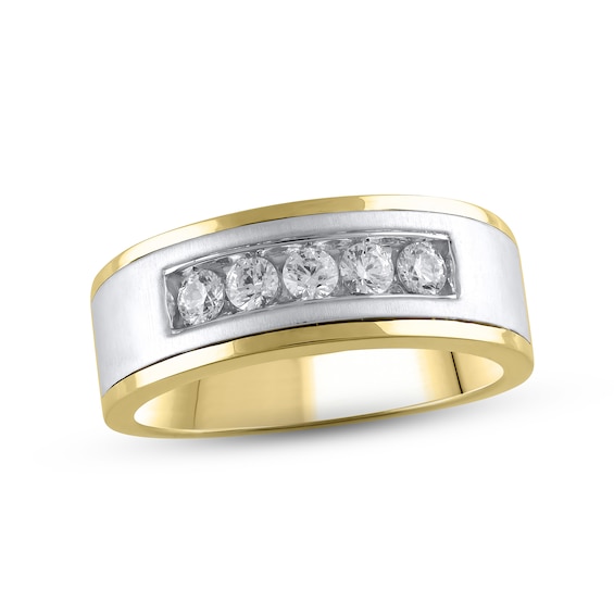 Men's Diamond Wedding Band 1/2 ct tw Round-Cut 14K Two-Tone Gold