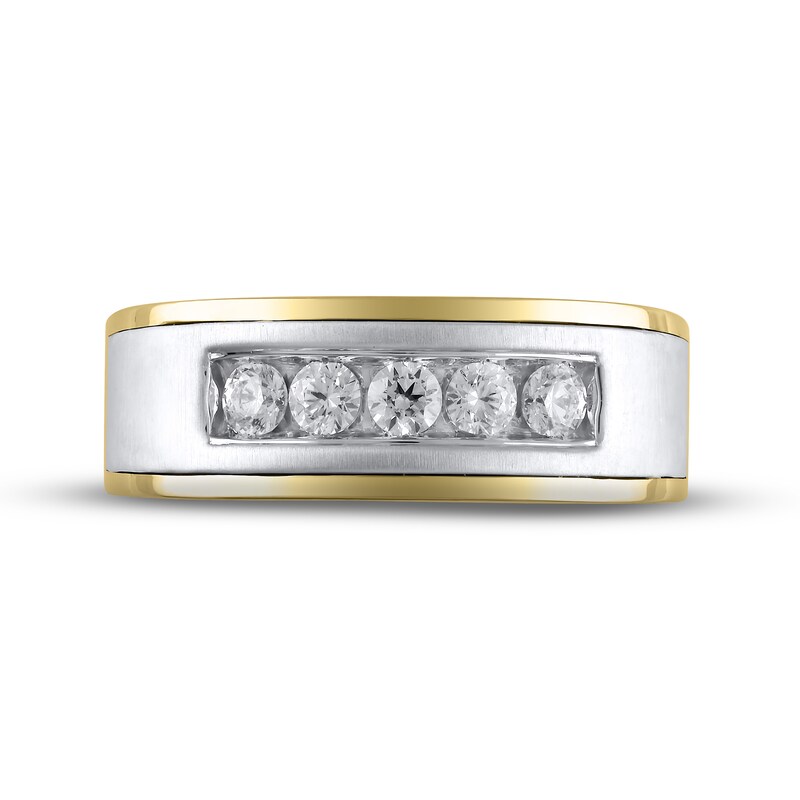 Main Image 3 of Men's Diamond Wedding Band 1/2 ct tw Round-Cut 14K Two-Tone Gold