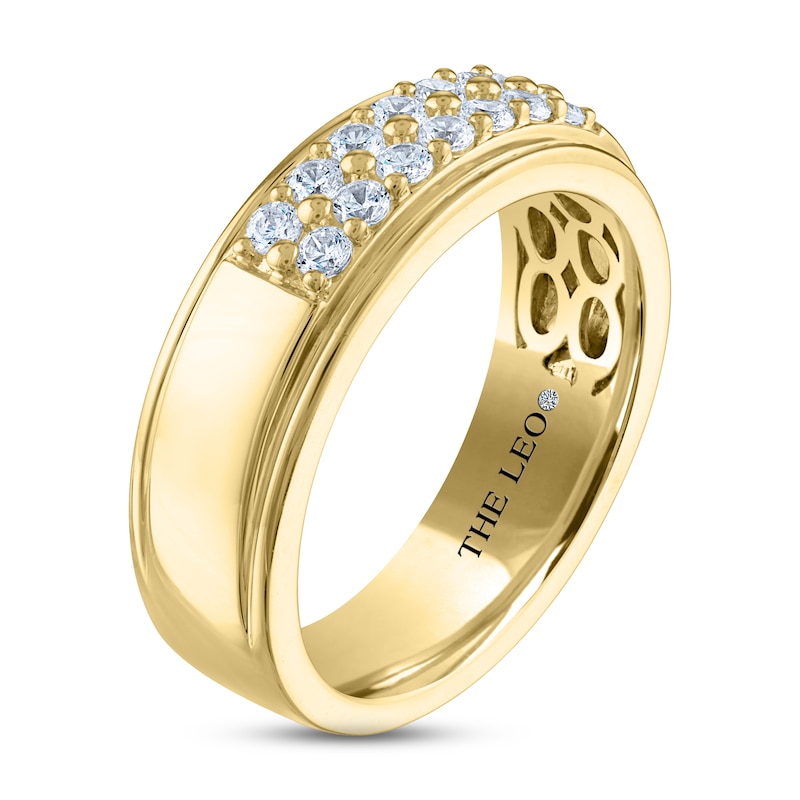 Main Image 2 of Men's THE LEO Diamond Wedding Band 1/2 ct tw Round-cut 14K Yellow Gold