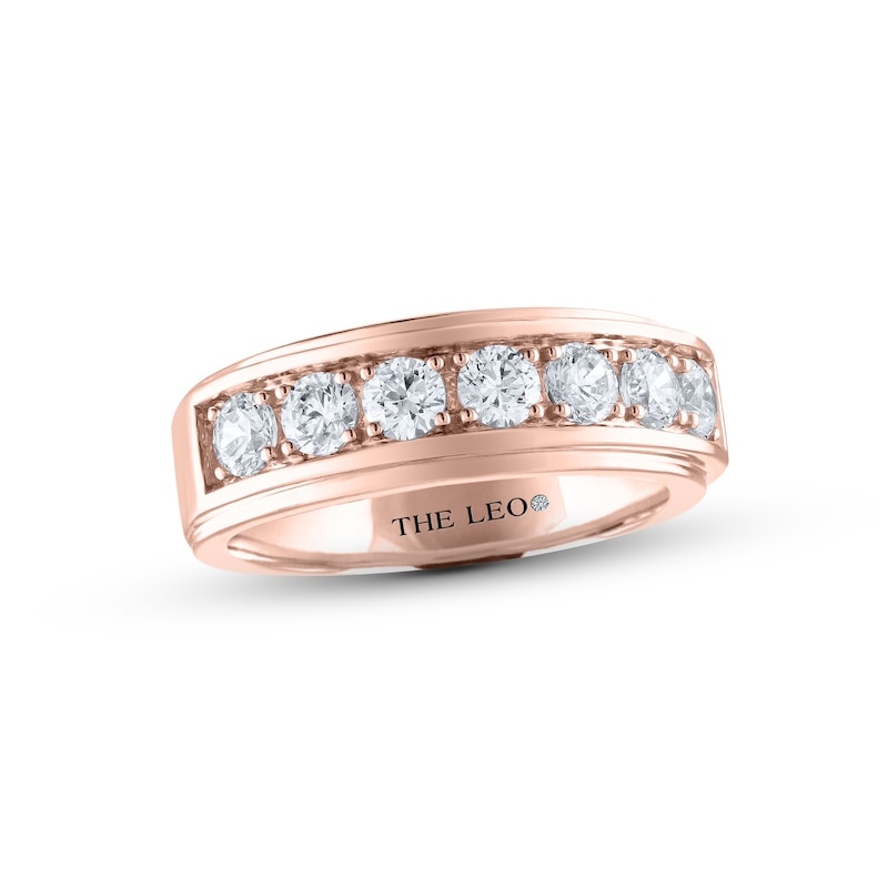Main Image 1 of Men's THE LEO Diamond Wedding Band 1-1/2 ct tw Round-cut 14K Rose Gold