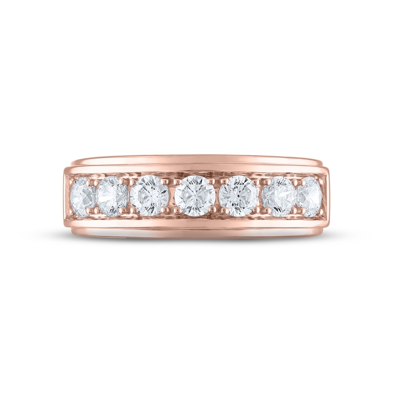 Main Image 3 of Men's THE LEO Diamond Wedding Band 1-1/2 ct tw Round-cut 14K Rose Gold