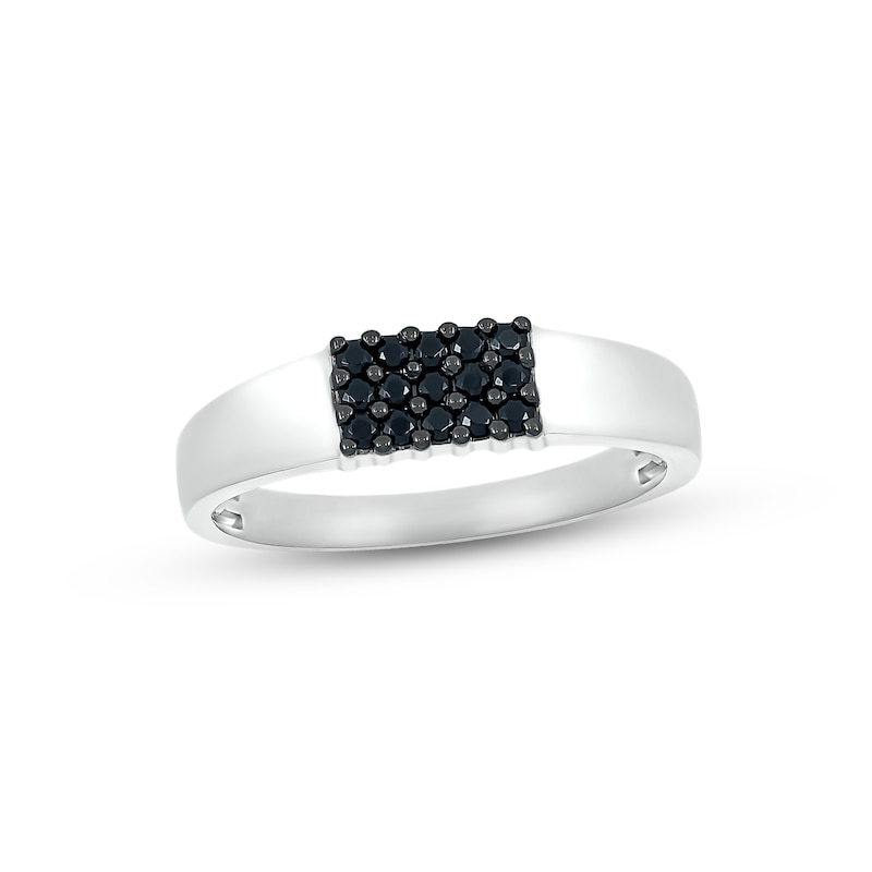 Main Image 1 of Men's Black Diamond Wedding Band 1/5 ct tw Round-cut 10K White Gold