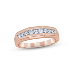Now + Forever Men's Diamond Wedding Band 1/2 ct tw Round-cut 10K Rose Gold