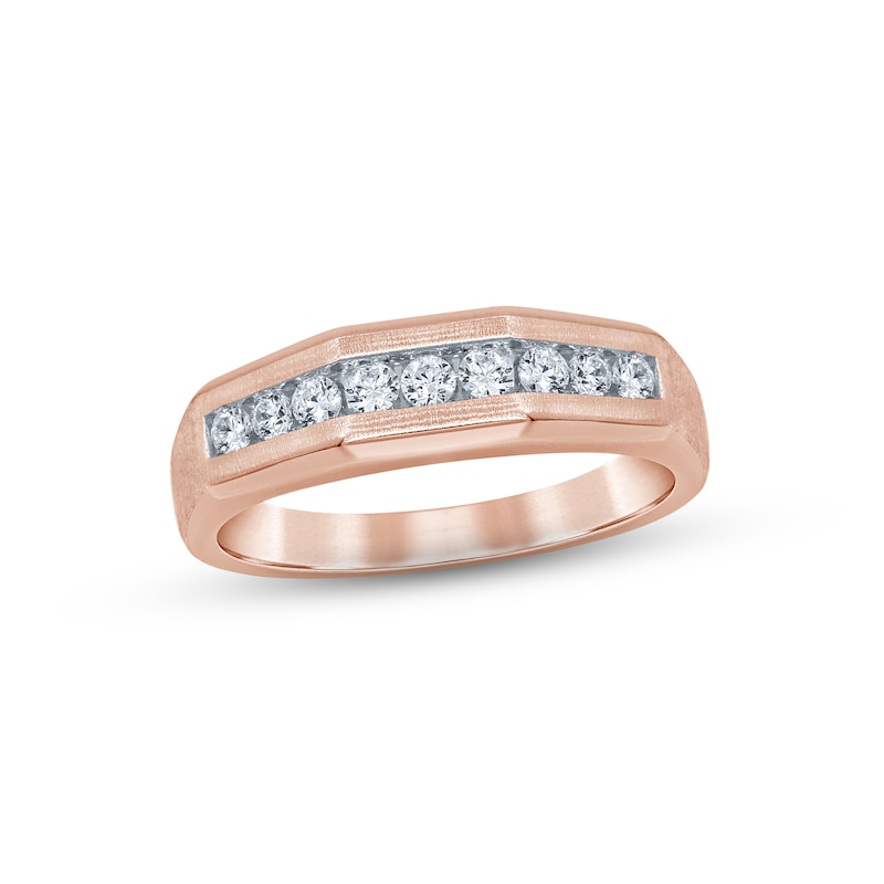 Main Image 1 of Now + Forever Men's Diamond Wedding Band 1/2 ct tw Round-cut 10K Rose Gold