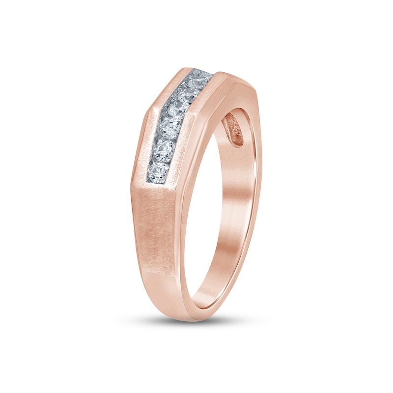 Main Image 2 of Now + Forever Men's Diamond Wedding Band 1/2 ct tw Round-cut 10K Rose Gold