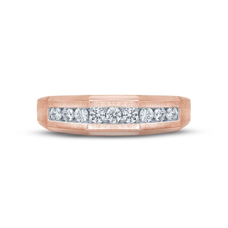 Main Image 3 of Now + Forever Men's Diamond Wedding Band 1/2 ct tw Round-cut 10K Rose Gold