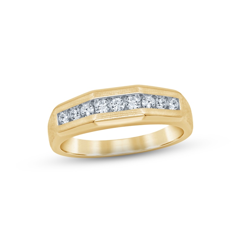 Main Image 1 of Now + Forever Men's Diamond Wedding Band 1/2 ct tw Round-cut 10K Yellow Gold