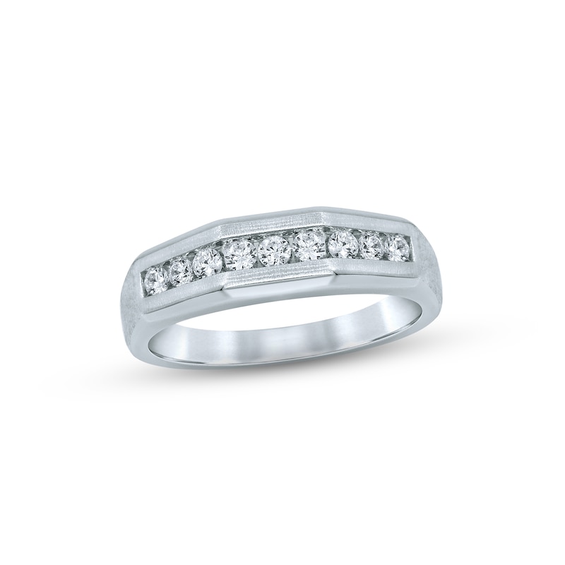 Main Image 1 of Now + Forever Men's Diamond Wedding Band 1/2 ct tw Round-cut 10K White Gold
