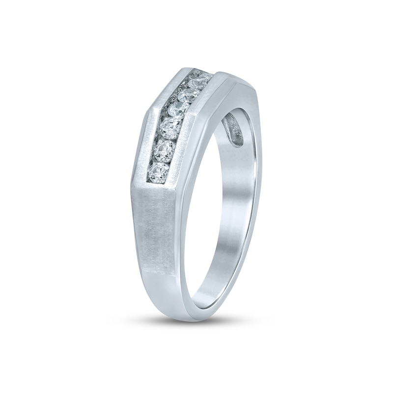 Main Image 2 of Now + Forever Men's Diamond Wedding Band 1/2 ct tw Round-cut 10K White Gold
