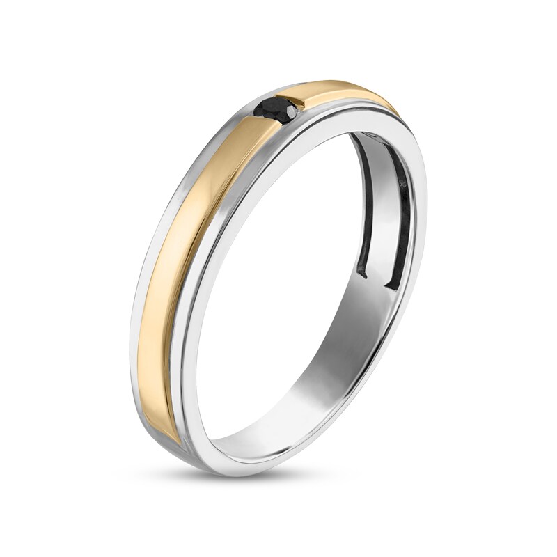 Men's Black Diamond Wedding Band 1/15 ct tw Round-cut 10K Two-Tone Gold