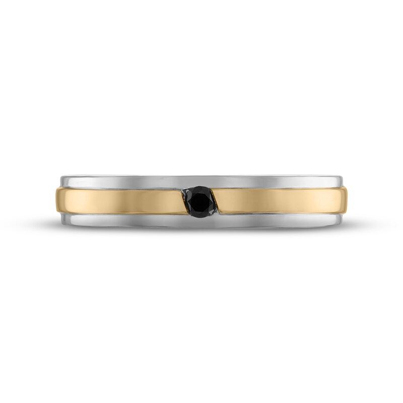 Men's Black Diamond Wedding Band 1/15 ct tw Round-cut 10K Two-Tone Gold