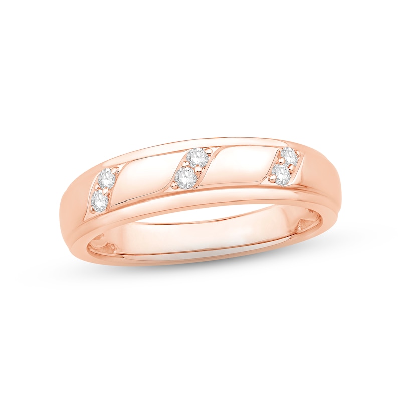 Main Image 1 of Now + Forever Men's Diamond Wedding Band 1/10 ct tw Round-cut 10K Rose Gold