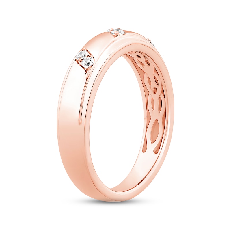 Main Image 2 of Now + Forever Men's Diamond Wedding Band 1/10 ct tw Round-cut 10K Rose Gold