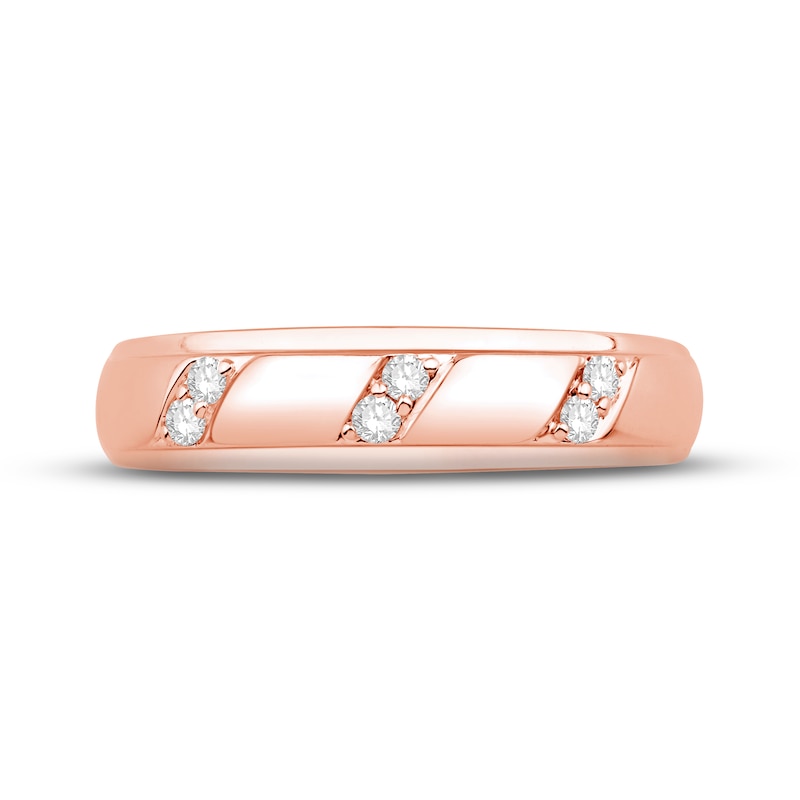 Main Image 3 of Now + Forever Men's Diamond Wedding Band 1/10 ct tw Round-cut 10K Rose Gold