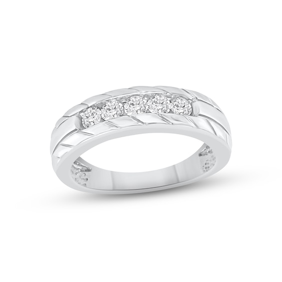 Kay Men's Diamond Wedding Band 1/2 ct tw Round-cut 10K White Gold