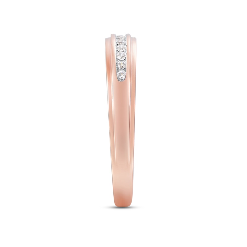 Main Image 2 of Now + Forever Men's Diamond Wedding Band 1/8 ct tw Round-cut 10K Rose Gold