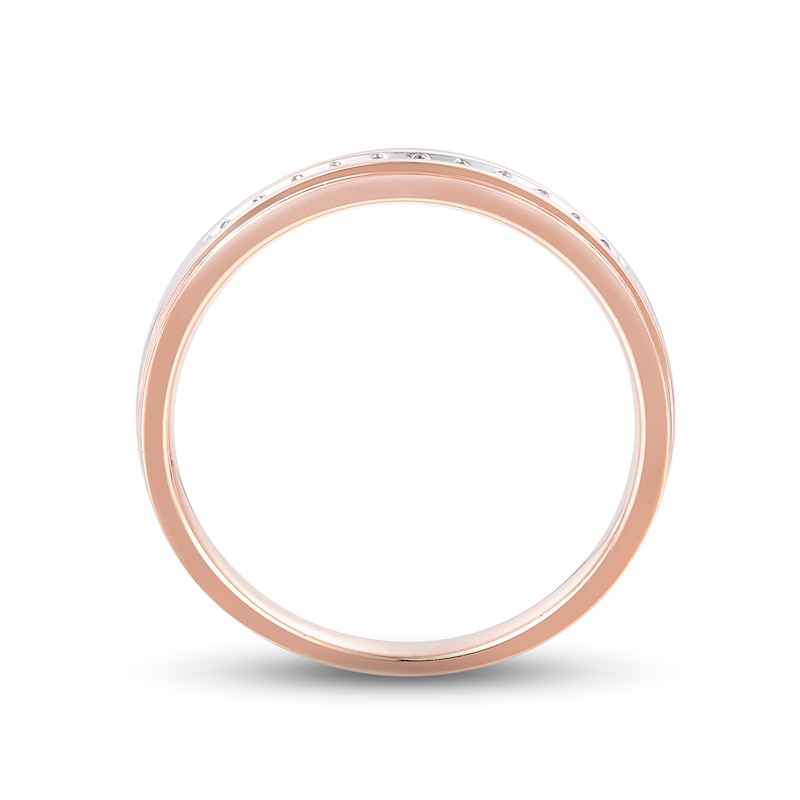 Main Image 3 of Now + Forever Men's Diamond Wedding Band 1/8 ct tw Round-cut 10K Rose Gold