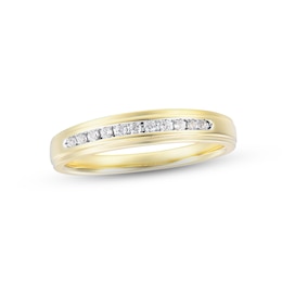 Now + Forever Men's Diamond Wedding Band 1/8 ct tw Round-cut 10K Yellow Gold