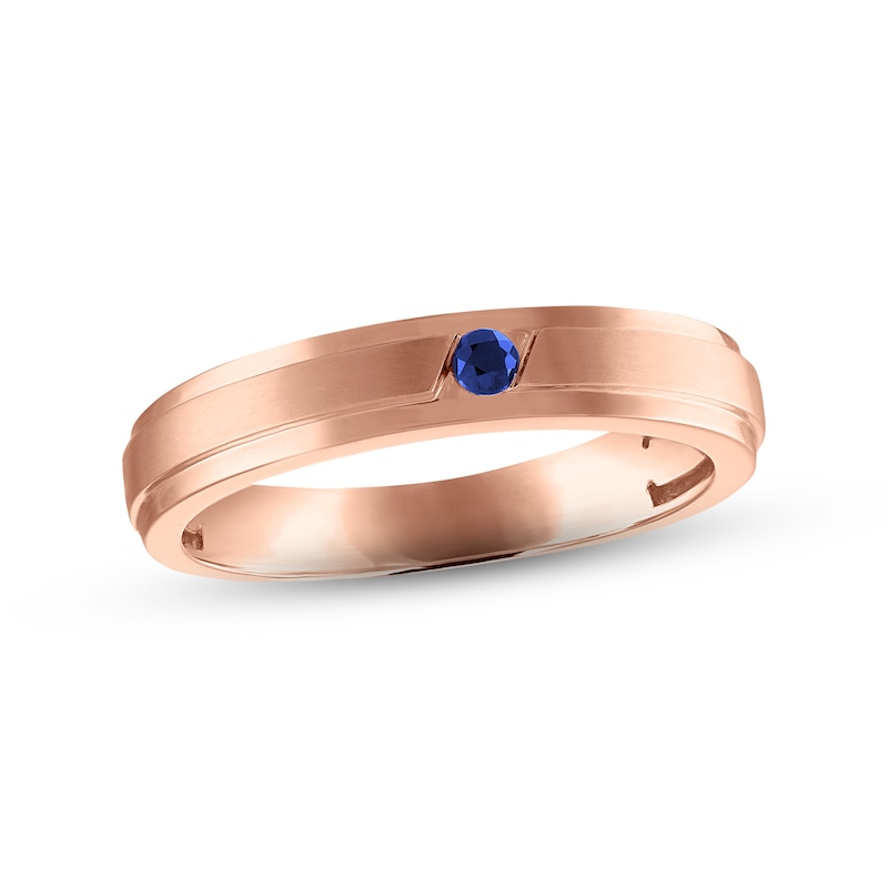 Main Image 1 of Now + Forever Men's Blue Sapphire Wedding Band 10K Rose Gold