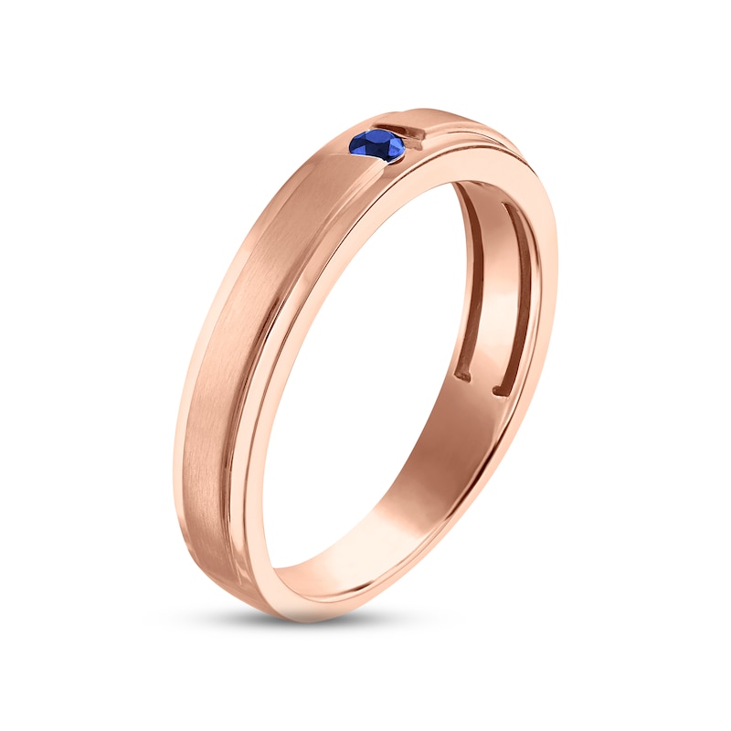 Main Image 2 of Now + Forever Men's Blue Sapphire Wedding Band 10K Rose Gold